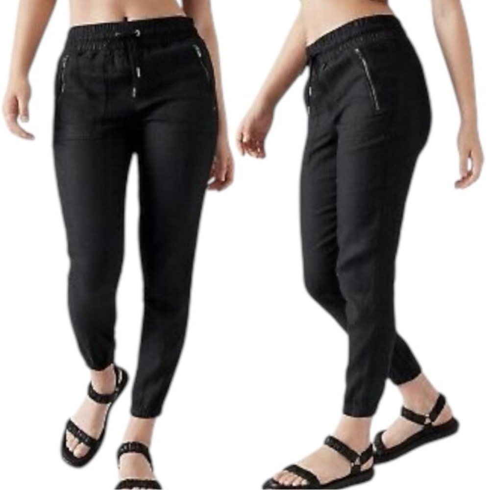 Athleta Cabo Linen Jogger Pants size 0 in Black